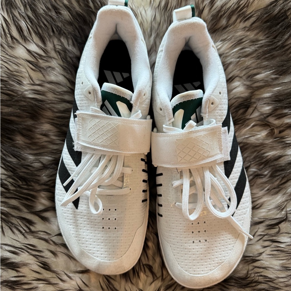 Adidas Weight Lifting Shoes with Green and Black Outsoles